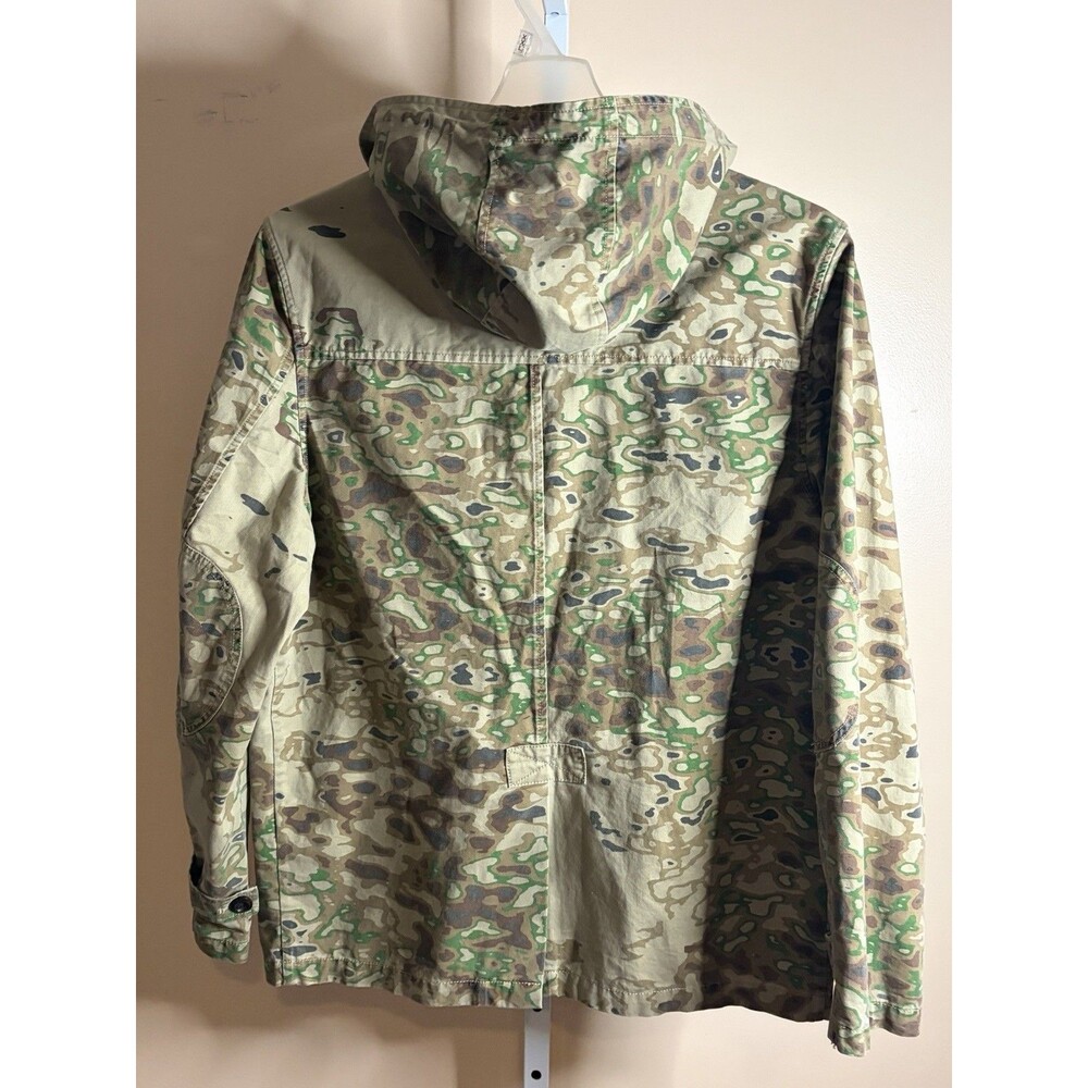 Men Publish Camo Denim Hood Jacket Zip Button Logo Midi L Urban Hip Outdoor Coat - Picture 16 of 16